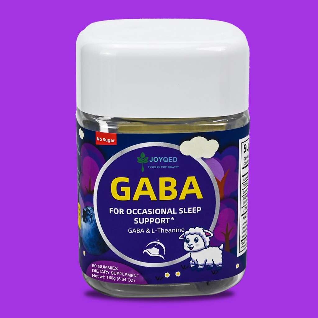 1 Bottle GABA Sleep CIease Gummies No Melatonin for Adulants with L Theanine, 5-HTP, Vitamins D3, Stress Relief, Peasonable, Relaxation Support, Blueberry, 60 Gummies, 30 hari melayani