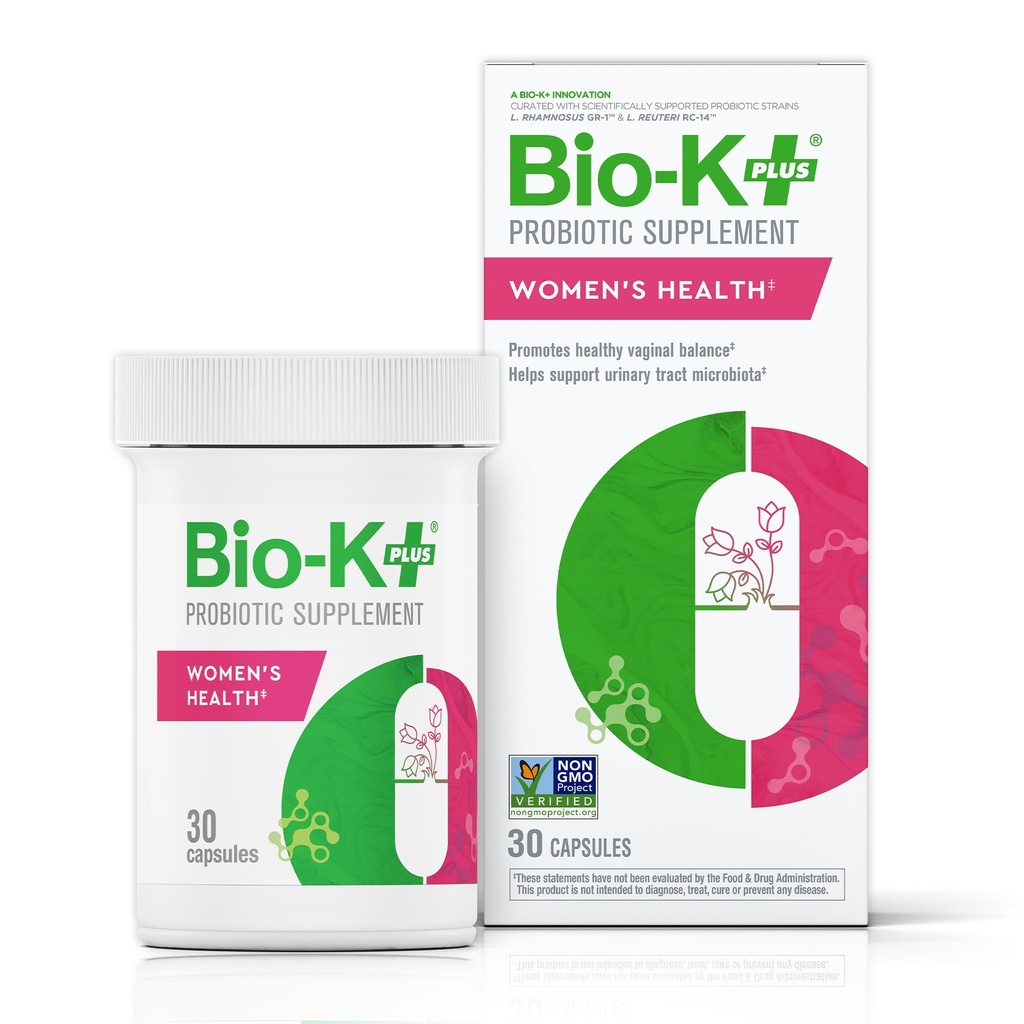 Bio K + Women 's Health - Probiotic Suplement for Women Supports Vaginal & Urinary Tract Health with 2 Milyar CFU 2 Strains, Vaginal Programs for Women - 30 Capsules