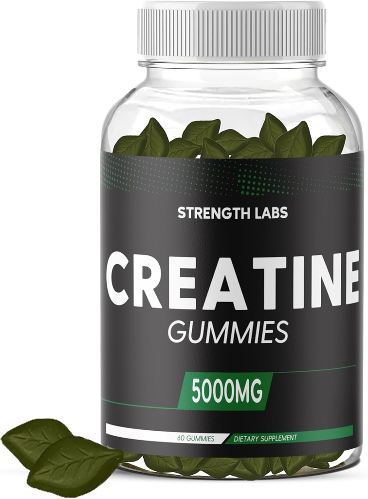 Sugar Free Creatine 5g for Men & Women - Chewable Creatine Monohydrate Gummies Build Size with L- Theanine & Vitamin B12 5000mg Bodybuilding Building Muscle
