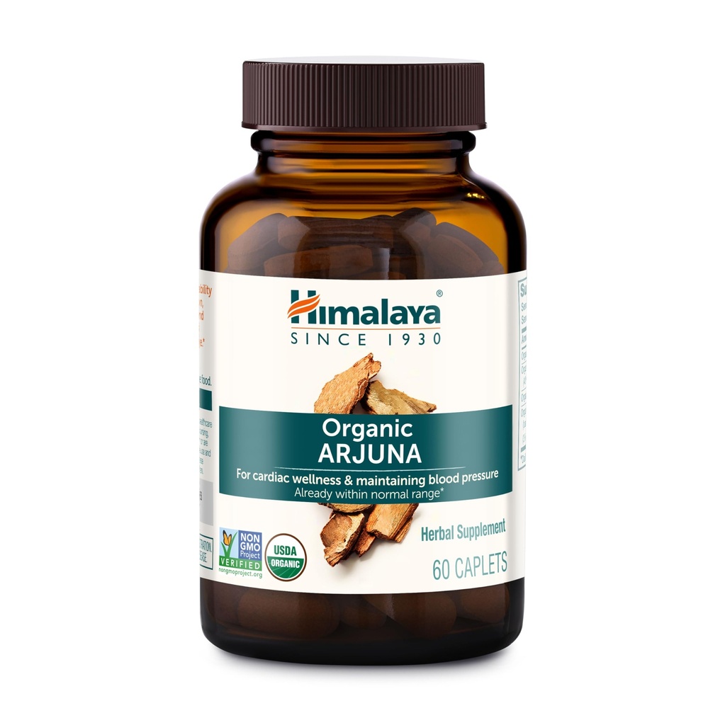 Himalaya Arjuna Organik, 60 Hari Supply - Herbal Suplemen Kesehatan Jantung dan Tekanan Darah Normal - USDA Organik, Vegan, Non-GMO, Gluten Bebas, 700 mg, 60 Caplets