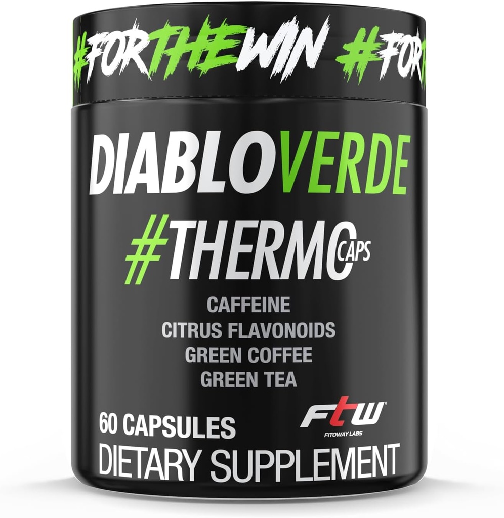 Diablo Verde Thermo Caps - 395mg Caffeine, Citrus, Green Coffee, Green Tea - 60 Capsules, 60 Servis