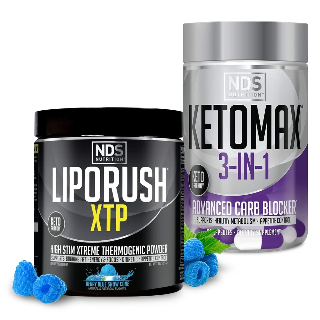 NDS NDS Nutrection XTP Thermogenic Blue Berry Cone (45 Servis) dan Keto-Max Advanced 3-in- 1 Dolls Carb Blocker Appetite (90 Capsules)