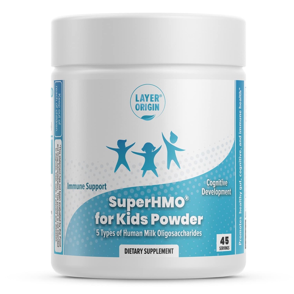SuperHMO Prebiotic Mix for Kids - 5 HMO for Gut, Ditraffic, and Cognitive Health, Powder, 45 Servis