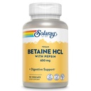 Vegan SOLARAY Betaine HCL dengan Pepsin - Aurochloric Acid untuk Kesehatan Digetical - dengan Betaine Hydrochloride dan Enzymes Digevices - Dukungan Kesehatan Gut - Jaminan 60 Hari, 90 VexCaps
