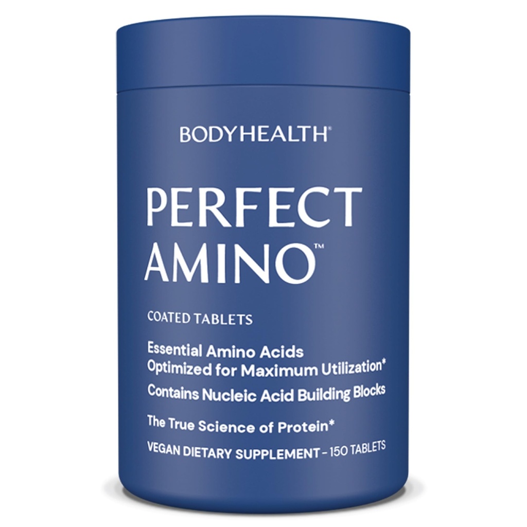 BodyHealth PerfectAmino (150) Easy to Swallow Tablet, Escule Amino Acids Suplement with BCAAs, Vegan Protein for Pre / Post Workout & Muscle Recovery with Lysine, Tryptophan, Leucine, Methionine