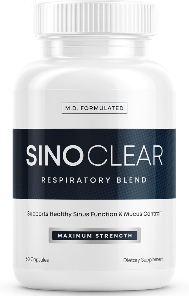 SinoClear Lung Detox & Sinus Pressure Relief Suplement (60 Caps): Clean and Nasal Decongress, Sinus Relief, & Lung Cleanse Blend - NAC, Andrographis, & Thyme Leaf - GMO- Free & Dibuat di Amerika Serikat