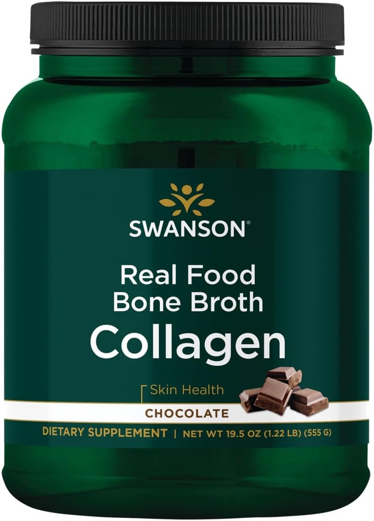 Swanson Real Food Bone Collagen - Chocolate 19.5 oz Pwdr