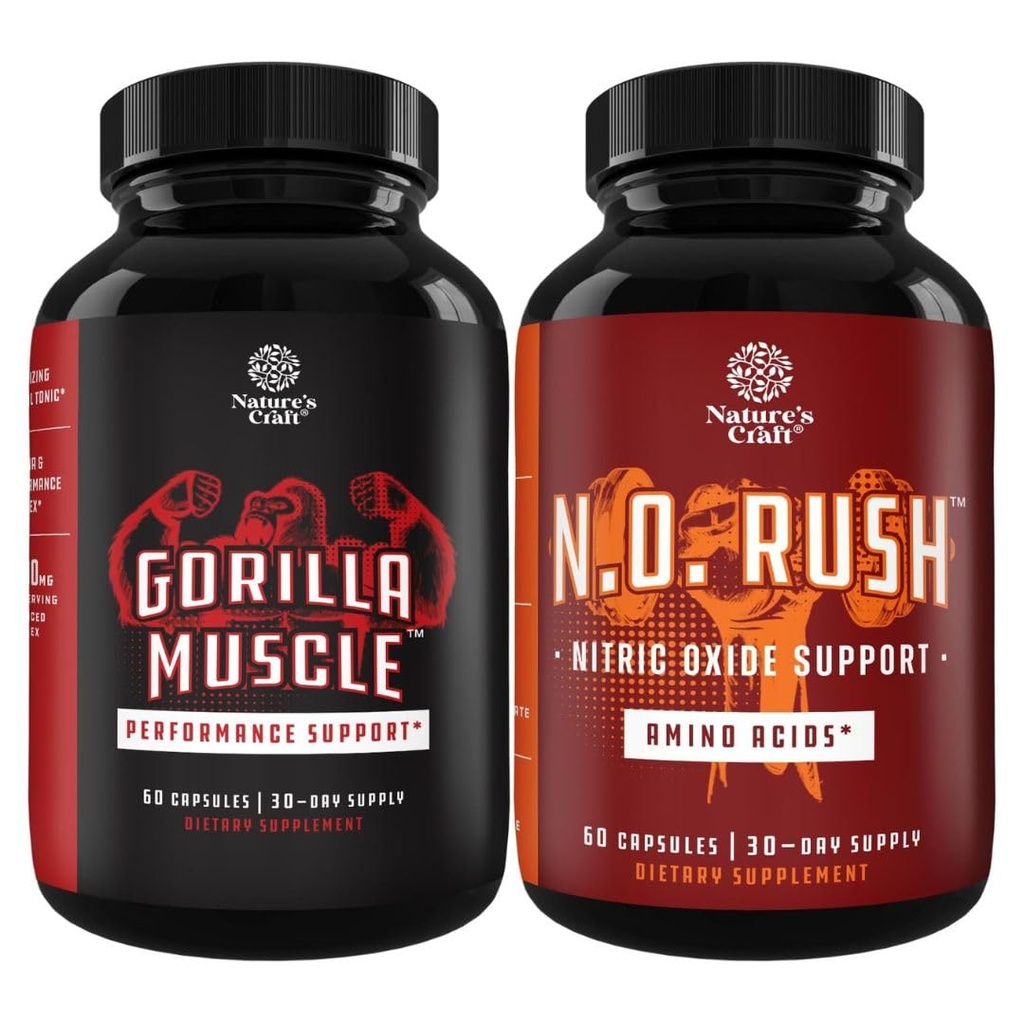 Bundle of Extra Power Testosteron Booster with Horny Goat Weed Maca Root Tonkat Ali & Saw Palmetto Extract & Nitric Oxide Pill for Men with L-Arginine L- Citrulline Acids for Muscle Growth