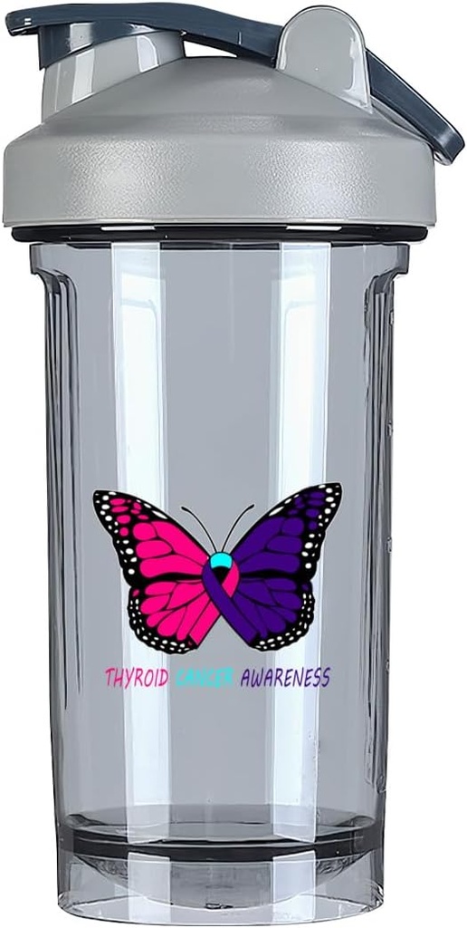 Awareness Kanker Thyroid 18 Ounce Shake Bottle Drink Mixer Leak- bukti Pre Workout Protein Shakes Meal Pengganti Botol 500ML / 18 Oz Gray & -1 & -1
