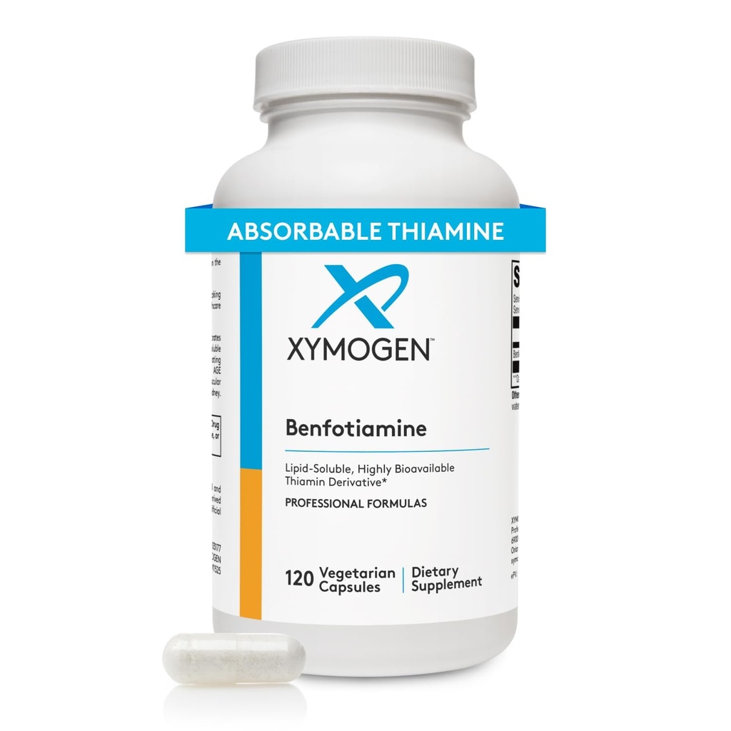 XYMOGEN Benfotiamine 300mg - Sangat Bioavailable Thiamine B1 Derillations to Dukung Metabolic, Nerve + Vascular Health (120 Capsules)