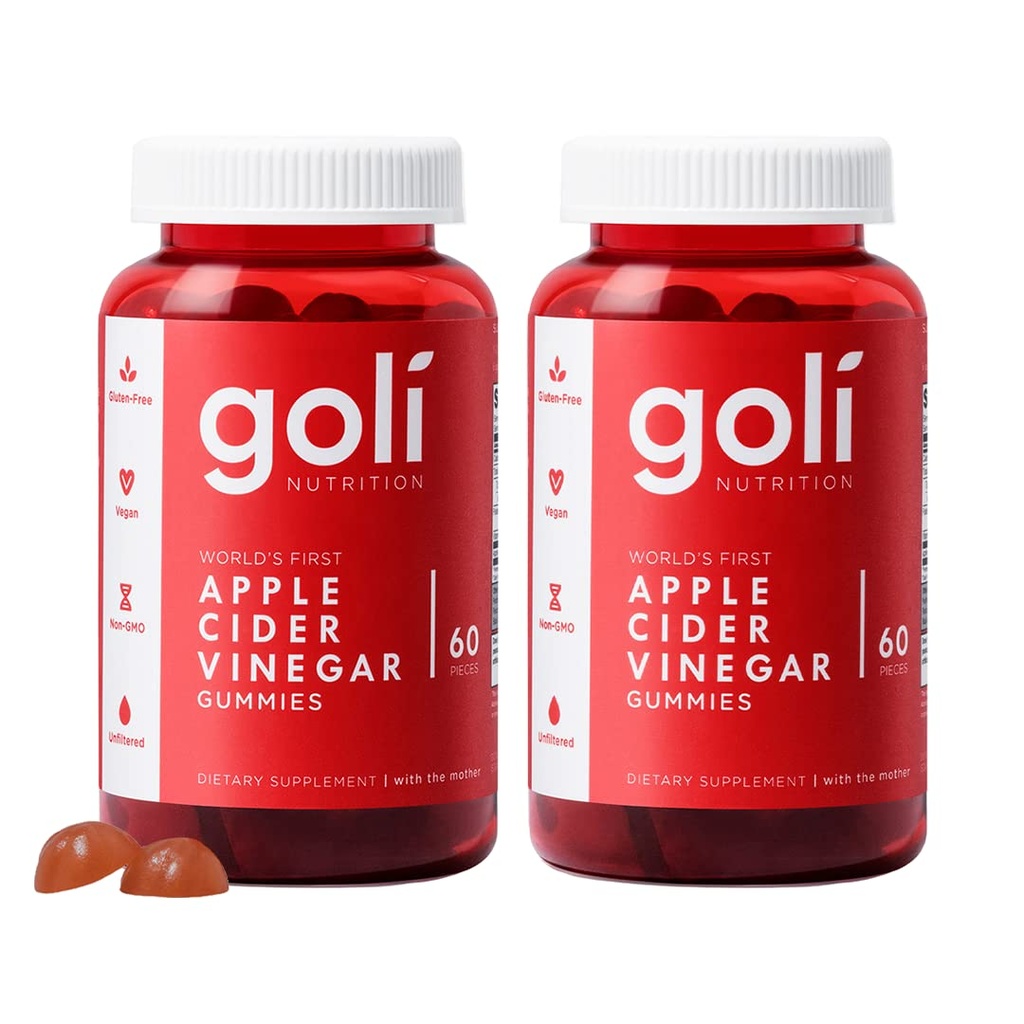 Tambahan Nutonasional Goli, Apple Cider Vinegar Gummy Vitamin Nutrition, 2 Pack of 60 Count