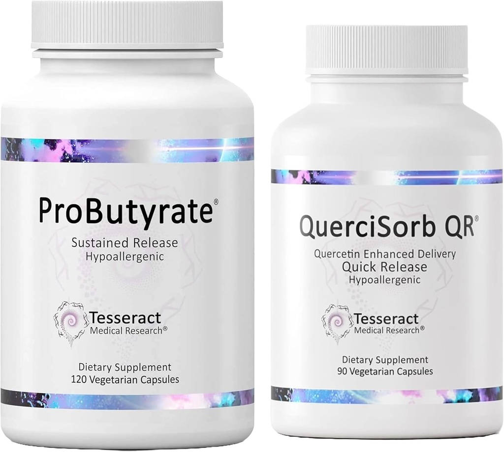 Tesseract Gut & Imune Dump Bundle - Probutyrate 600mg & QuQuQuerercetin Quercetin 400mg, 120 + 90 Capsules, hypopullernic, Gastrointestinal & Immune Health