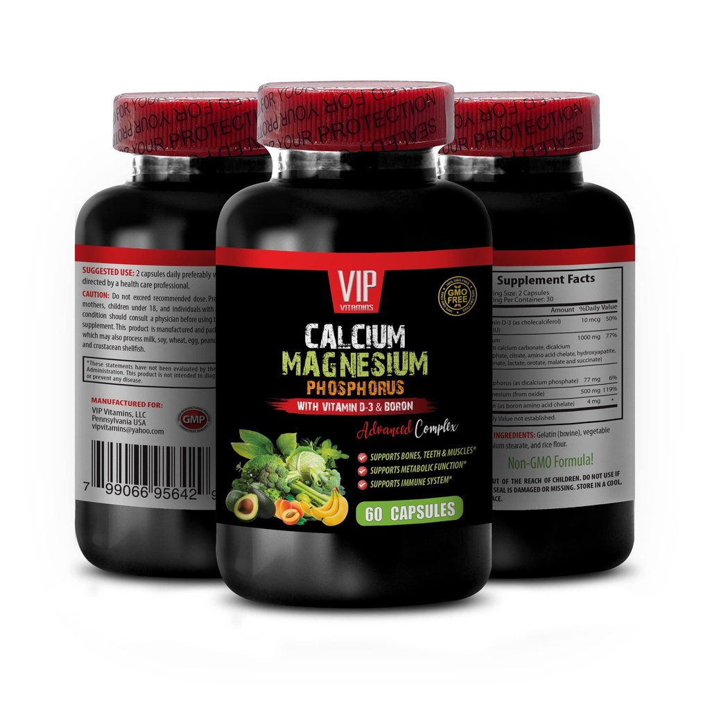 Tambahan Kalsium - Kalsium Magnesium Posfor dengan Vitamin D-3 & Boron - Womens Vitamin Dukungan kekebalan dengan Calcium, Kalsium Tambahan dengan Vitamin d, Kalsium Magnesium Potasium 1 60 Caps
