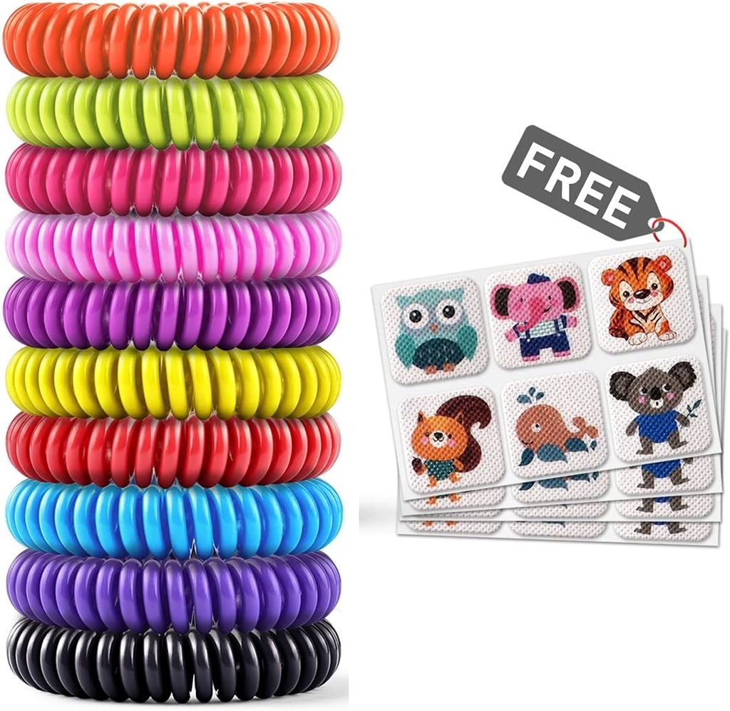 Mosquito Brackets 20 Pack dengan 4 Patch, Anti-Infeksi Bug Repellent Bands, cocok untuk Anak-anak & Dewasa, Ingredians Natural dan Bebas, Kendali hama, Perlindungan Aman di luar ruangan