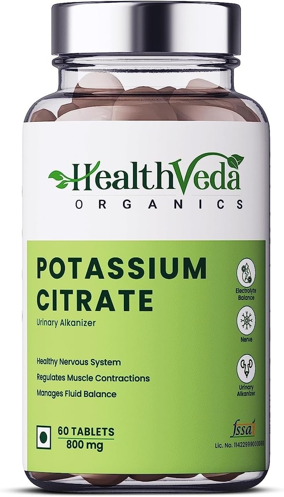 Potasium Citrate 800mg (60 Veg Tablet) 100% Herbal dengan Efek Sisi Tidak Dikenal - oleh Exportmart