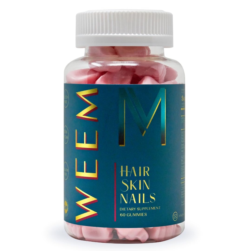 Weems Hair Skin dan Nails Gummies - Mendukung Rambut Sehat - Vegan Biotin Vitamin untuk Perempuan & Pria Mendukung Rambut Lebih Cepat, Lebih Kuat Nails, Skin Sehat, Ekstra (1)