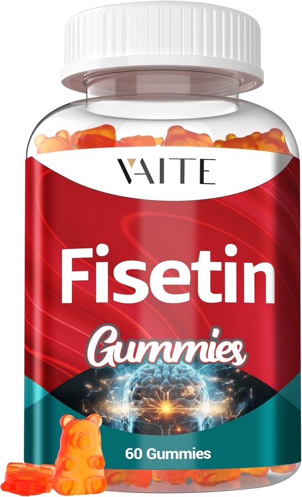 Suplemen Fisetin 500mg - Gummy Suplemen, Benang Antioksidan Kuat untuk Dukungan Kesehatan Sel - Vegan & Non- GMO Formula dengan Flavonoid & Tanaman, Fungsi Kognitif Boost, 60 Gummies