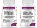 Body Kitchen Mega NAC (N-Acetyl Cysteine) 600 mg dengan Quercetin, Supports Repiration Health and Imune Fungsi dan Promotes Liver and Kidney Detox, Veggie Caps, (Paket 2)