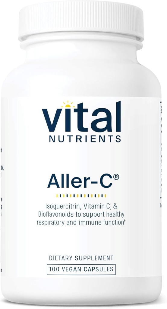 Vital Nutrients Aller- C 124; Vegan Respiration and Sinus Fungsi Dukungan * 124; Isoquercitrin, Bromelain, Bioflavonoid, & Vitamin C 124; Gluten, Dairy Free Supplemen Soy