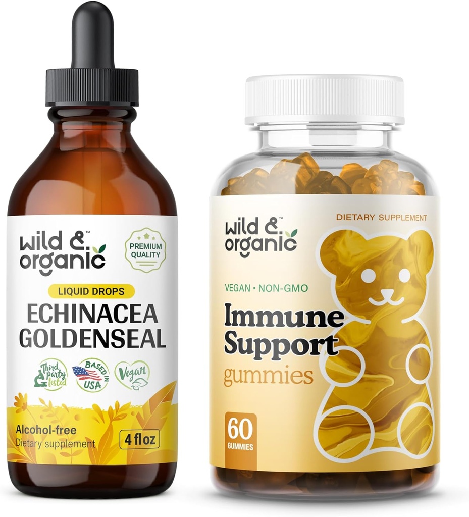 Wild & Organic Echinacea Goldenseal Ticture 4 lf oz & Ammune Dukung Gummies