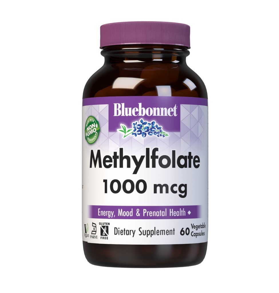 Metode Nutrition BlueBonnet 1000 mcg, untuk Energi, Mood, dan Kesehatan Prenatal *, Non-GMO, Vegan, Kosher Certifikasi, Gluten-Free, 60 Vegetable Capsules, 60 Servings