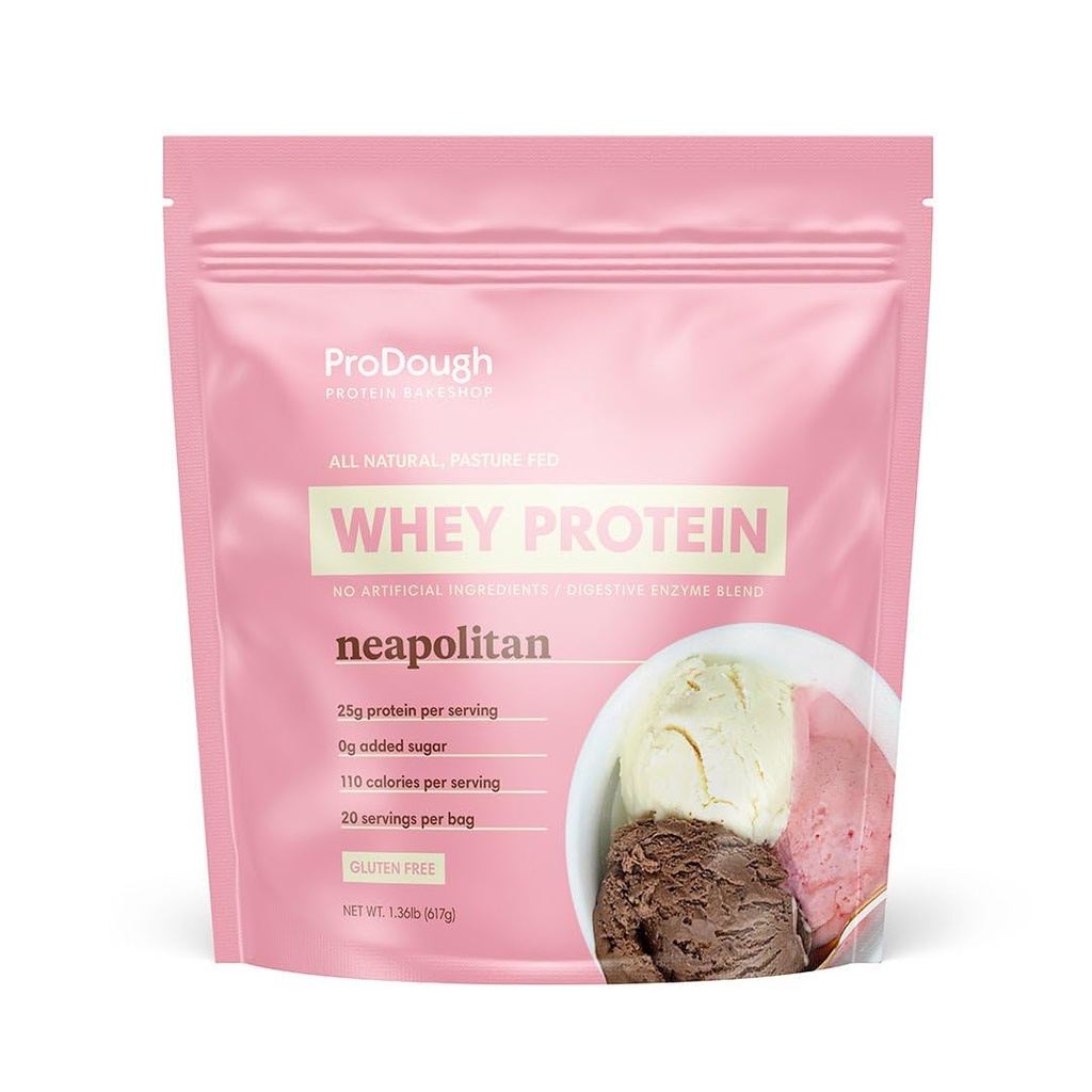 ProDough Gourmet Whey Isolate Hydrolized Powder untuk Shake Mix-Easy Digest Enzyme Blast, 25g Protein per Serving, Natural Ingrediens, Gluten Free, Keto Friendly (Neapolitan)
