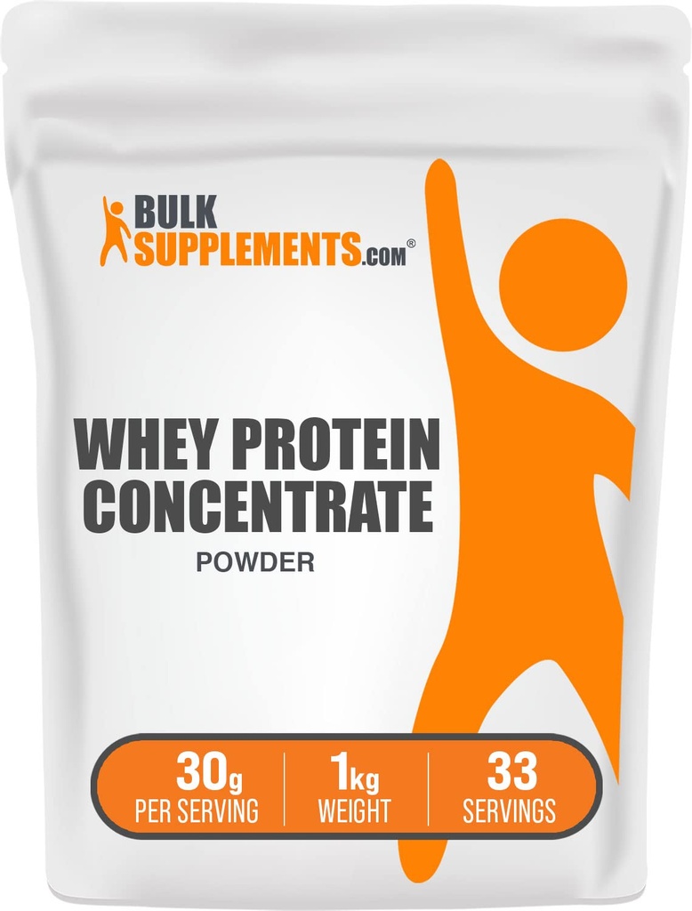 BulkSuplements.com Whiy Protein Consentrat Powder - Whey Protein Powder Suplement, Unsweetened, Unfeateled Free, 30g per Serving, 1kg (2.2 lbs) (Pack of 1)
