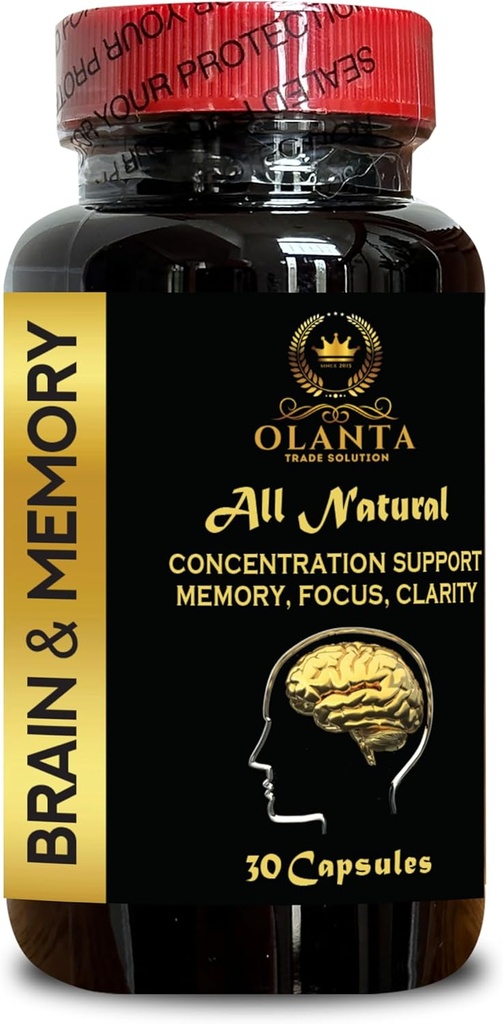 Dukungan Memori Otak - Mental Focus, Support Memory Improvement, Support Brain Health, Boosts Mental Performance & Promoses Long-Term Brain Health - 1 Botol 30 Kapsul.