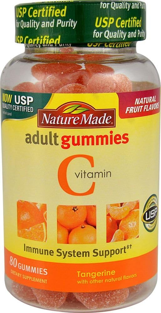 Nature Made Vitamin C Dewasa Gummies, Tangerine 80 ea (Paket 4)