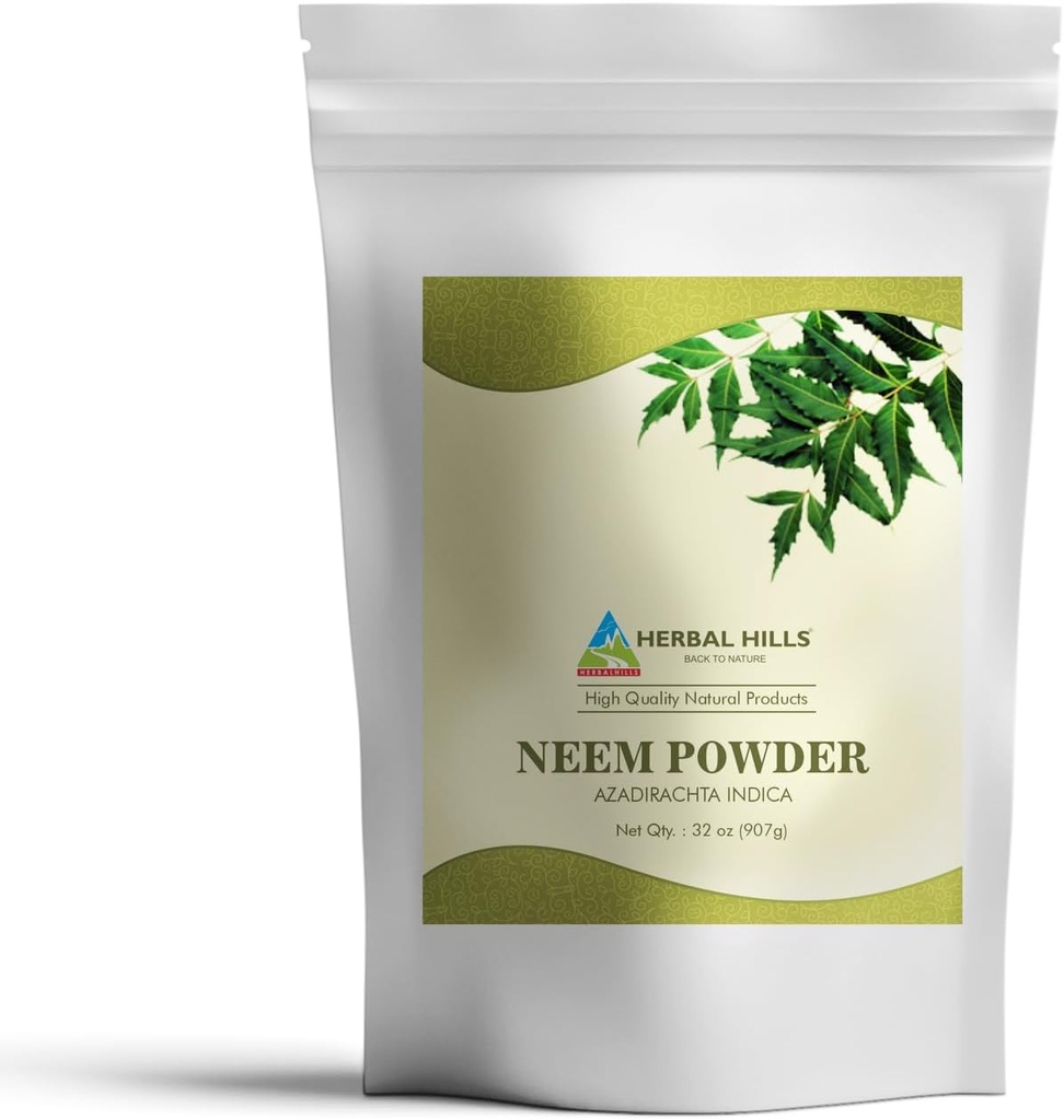 HERBAL HILLS Neem Powder Azadirachta Indica 124; 32 Oz Alas124; Murni Neem Leaf / Leaves