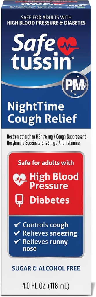Safetussin PM Malam Cough Relief Syrup, 4 botol Ounce