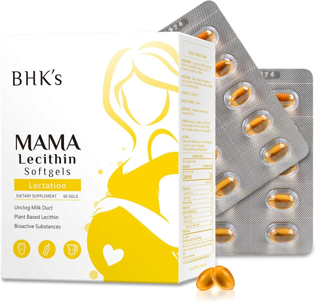 Mama Lexthin Softgels BHK, Saluran Brease Unclog untuk Breatst Smoother Breathfeed, Support untuk Pregnancy, Hindari Saluran Susu Tersumbat, 60 softgel, Persediaan 2- Minggu
