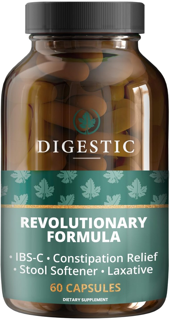 Digestic - Laxative for Constipation Relief, Stool Softener untuk IBS PAST and Strangent Constipation 100% Natural - 60 Capsules - Colon Cleanse, Detox Cleanse, Gas and Bloating Extration Attomach Relief for Dewasa