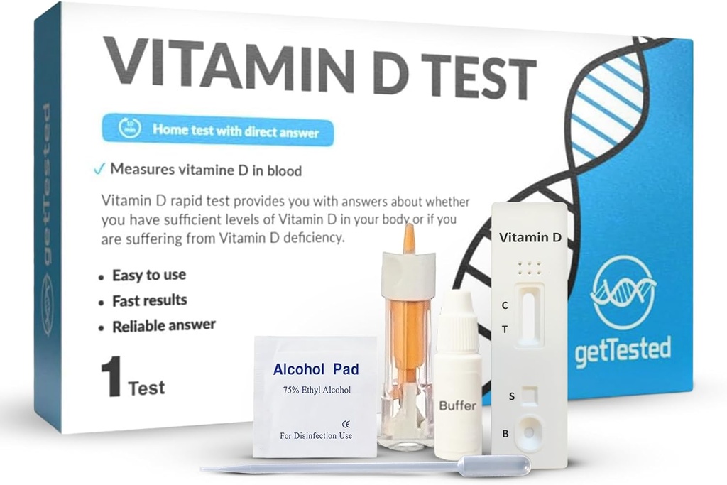 getted Vitamin D Test Kit at Home - Self Test for Vitamin D Deficiency - Fast, Accurate Results - Easy to Use - No Lab Required - Includes Lancet Buffer Cassette - Finger Prick Blood Test