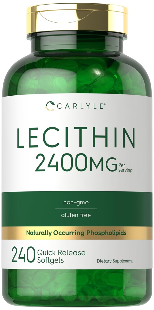Carlyle Lecithin Supplemen 124; 2400mg 124; 240 Softgel Capsules 124; dengan kebangkrutan Phospholipid 124; Non-GMO, Gluten Free