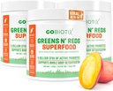 GOBIOTIX Super Greens and Reds Powder - Red and Green Superfood - Probiotic Suplement - Digetical Enzymes and Beet Root Powder - Organic Whole Foods Diet Supplemen (Mango, 3 Pack)