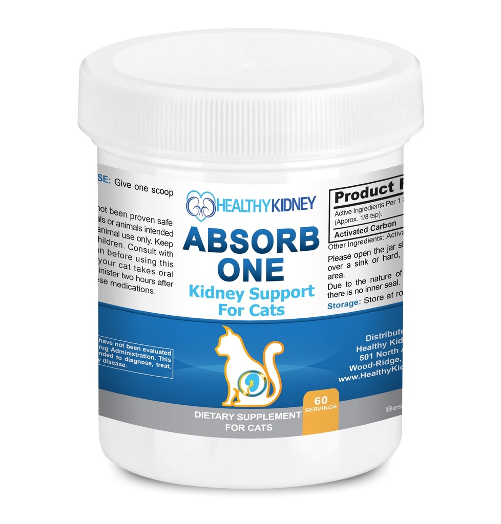 Tambahan Dukungan Cat Ginjal untuk Fungsi Normal Ginney di Kucing. Vet- Formulated 1 / 8 TSP hari 60 Pelayan: Absorb Satu