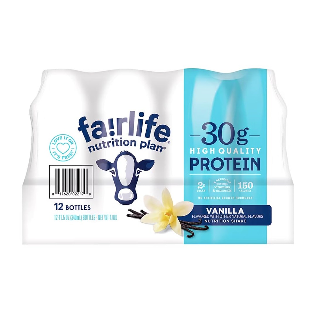 Fair Life Nutrition Plan High Protein Cair Shake, Vanilla, 115 Fl Oz, Pack of 12
