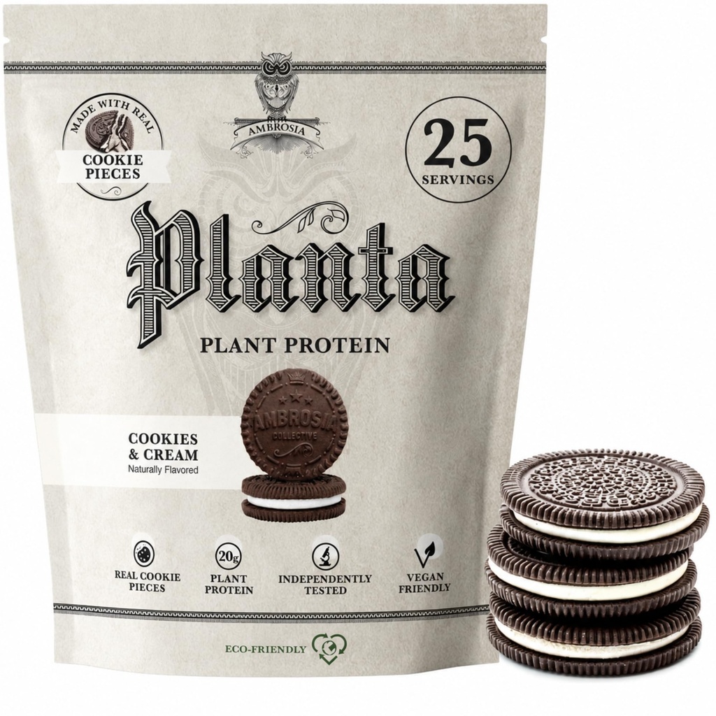 Ambrosia Planta - Premium Plant - berbasis Protein 124; Vegan & Keto Friendly 124; Gourmet Flavors tanpa Bloating atau stomach Upset 124; Gluten & Soy Free 124; No Added Sugar 124; 25 Curiks
