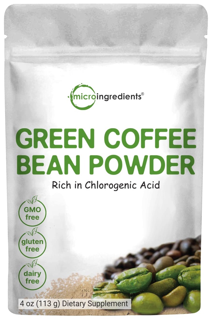 Present Green Coffee Bean Extract, 4 Ounce, Filler Free with Natural Caffeine, Green Coffee Bean Fat Burn Suplement with 50% Chlorogenic Acid, Supports Metabolisme and Weight Management, Vegan Friendly