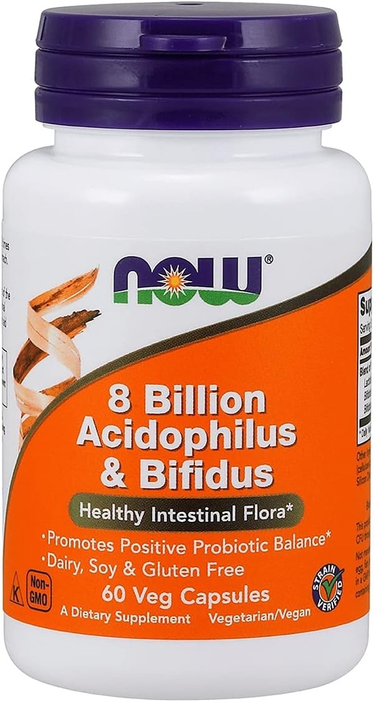 NOW Foods Acidogherlus & Bifidus 8 Billion VCaps, 60 ct