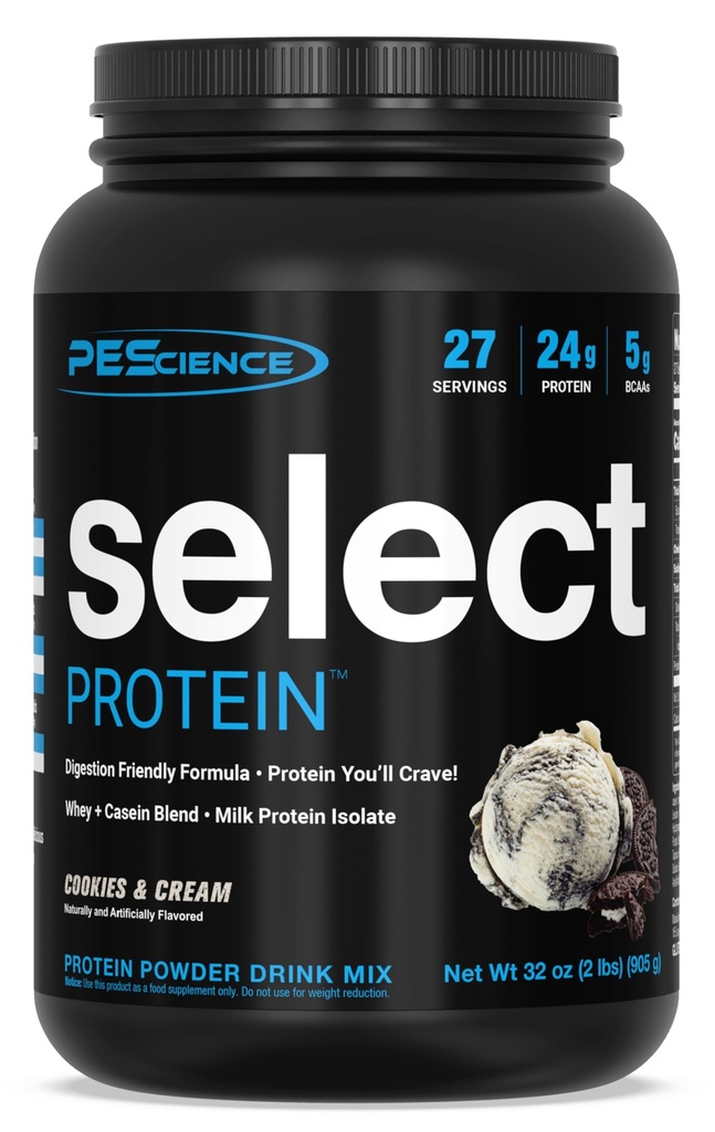 Pescience Pilih Powder Protein, Whey dan Casein Blend, Serbuk Protein Bersih untuk Perempuan dan Pria, Low Calorie, Low Carb, Keto Friendly, Gluten Free - Cookies and Cream - 27 Servings