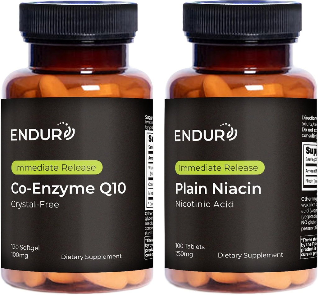 Endurance Products Co-Enzyme Q10 Kristal- Free (120 softgels) B3 Plain Niacin