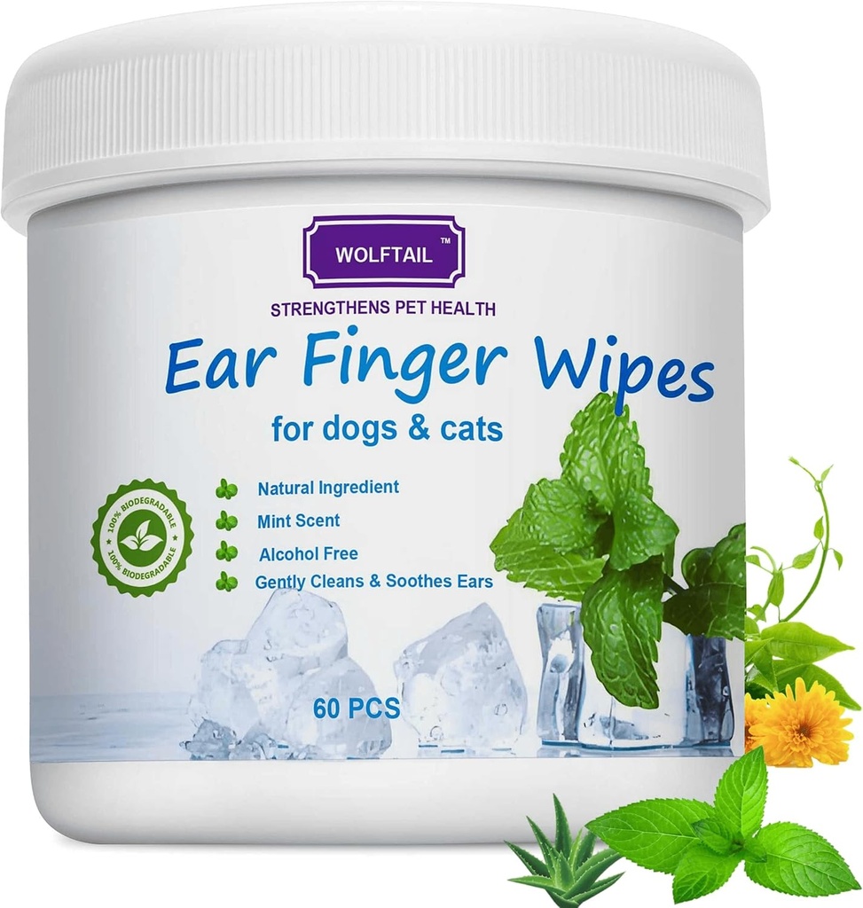 DogEar Wipes for Dogs & Cats, 60 Count Large Size