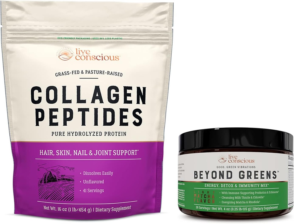 Collagen Peptides & Beyond Hijau 124; Hair, Kulit, Nail, dan Dukungan Bersama + Immune Boost, Detox, & Energi