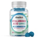 Hyaluronic Acid Gummies, Hialuronic Acid Suplemen dengan Vitamin C & Biotin 5000mcg untuk Skin, Rambut, Nails Kesehatan, Pendukung Joints & Men, Low Sugar, Vegan, Nun-GMO, 60 Counts
