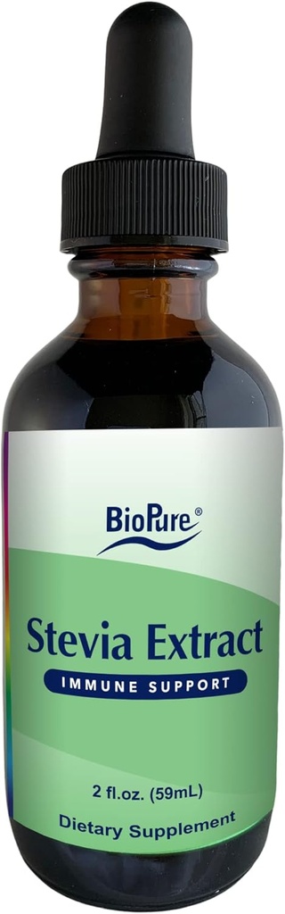 BioPure Stederia Sertifikasi Ekstrak Organik - Whole Leaf Herbal Pengaruh dengan Senyawa Bioactive untuk mendukung Fungsi Imune, Mikrobiome Balance & Gut Kesehatan - 2 fl oz