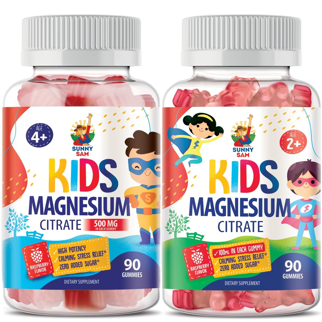 Sanny Sam Magnesium Gummies for Kids & Dewas - Calm Magnesium Chewate - Magnesium Citrate Chewable Supplemen untuk Mood & Muscle Support