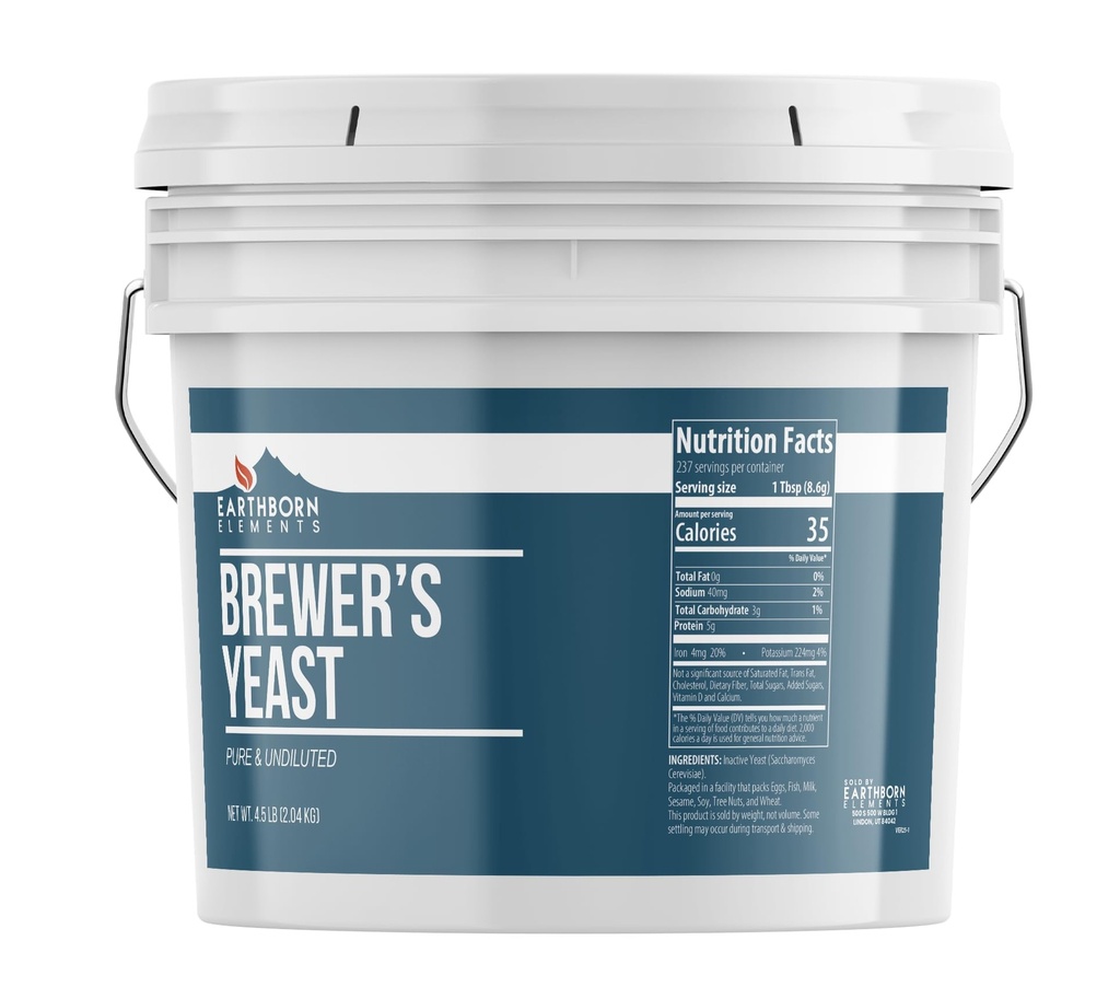Elements Earth Brewer 's Yeast 1 Gallon Bucket, Pure & Undiluted, Inactive Yeast