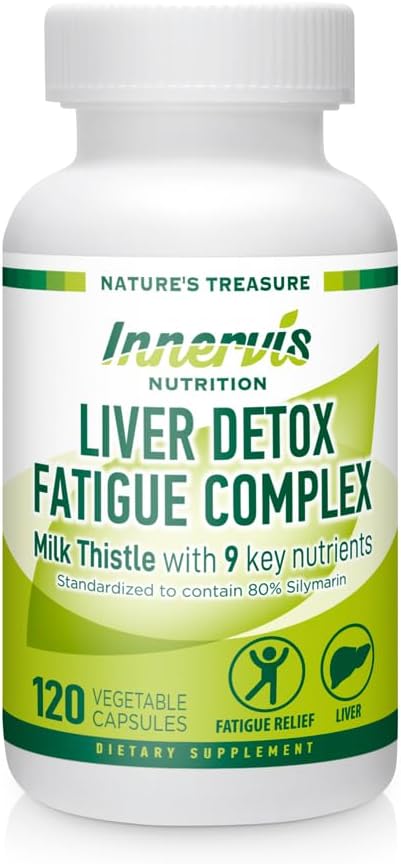Dukungan Detox & Energi Liver - Milk Thistle + 9 Key Ingrediens, Metabolisme & Liver Health, 120 Veg Capsules 126; Innervis Nutrition